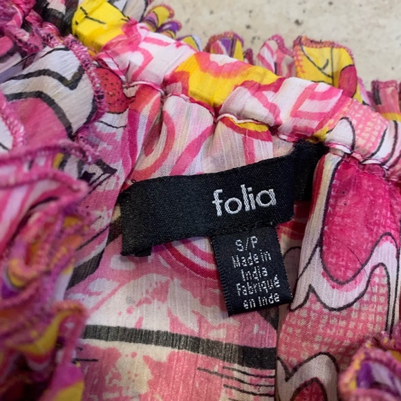 Folia Bohemian Floral Ruffled Off-the-Shoulder Blouse Size Small - Picture 2 of 6